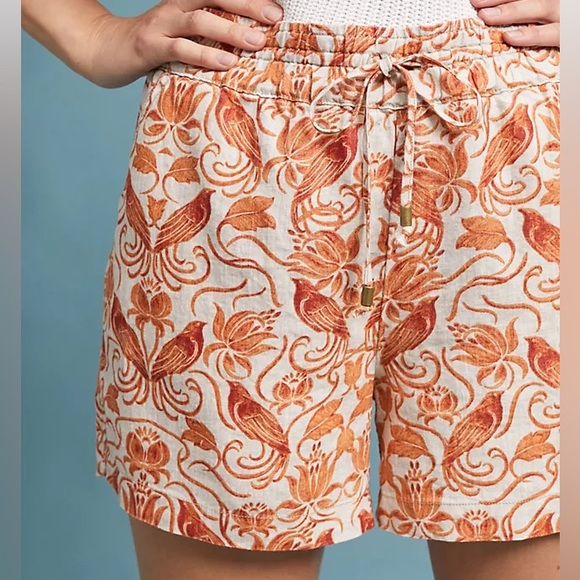Anthropologie “Jolene” Orange Bird Shorts - Picture 4 of 10